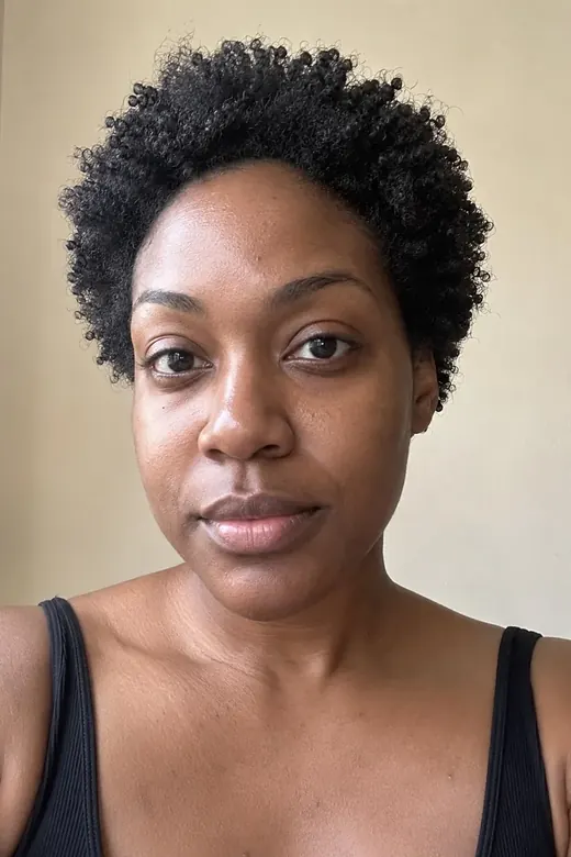 A woman's bare-face selfie