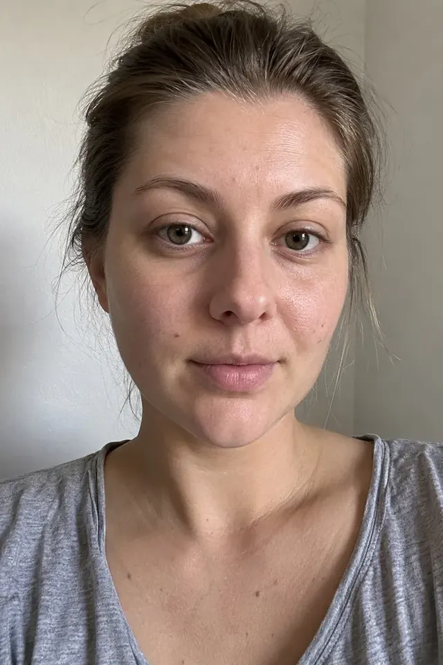 A woman's bare-face selfie