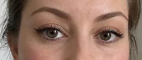 Close-up of winged liner